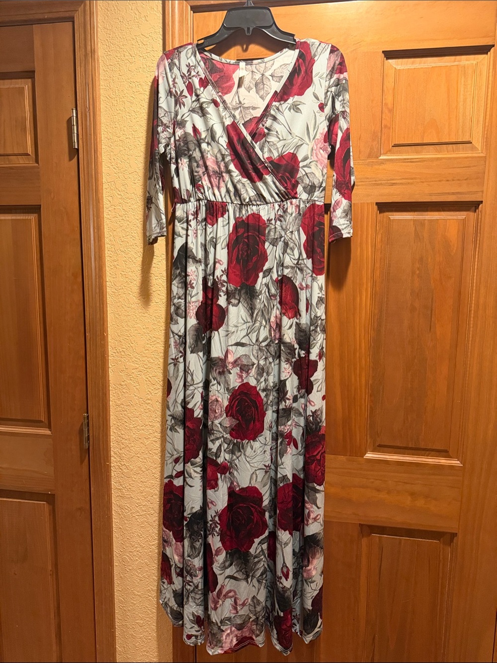 Pinkblush White Maxi Dress with Red Rose Print